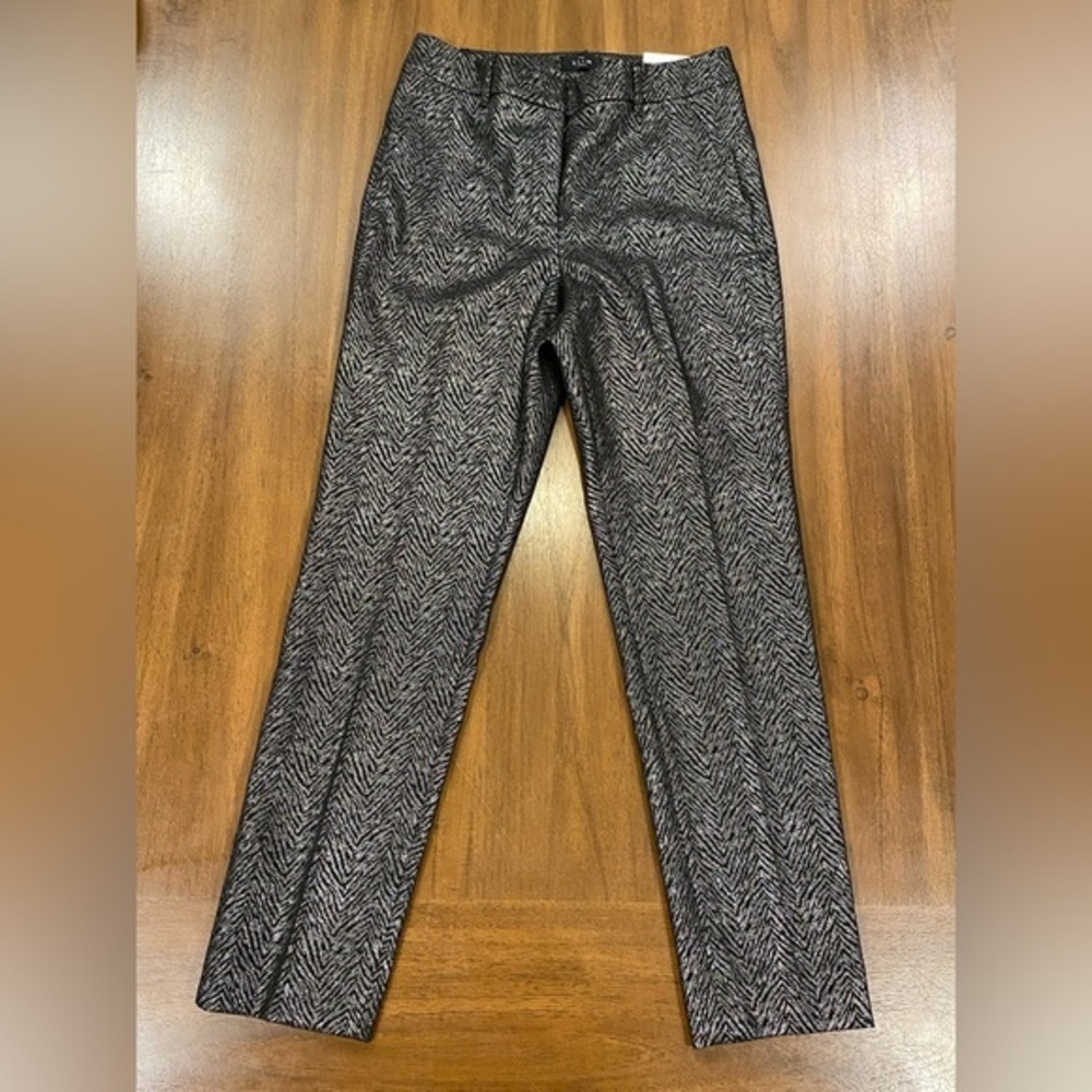 White House Black Market Black & Silver Patterned Skinny Pants